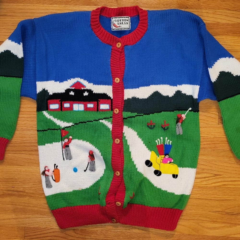 Colorful 3D Golf Themed Cardigan